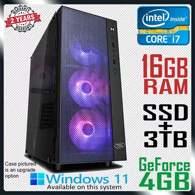 $1029 • Buy Intel Core I7 Quad NVidia GeForce 16GB RAM SSD + 3TB Gaming Computer Desktop PC