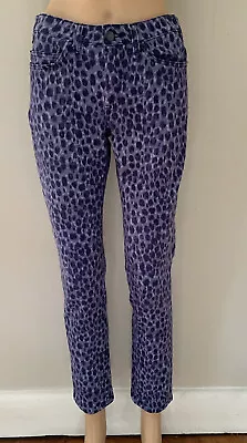 $5 • Buy Scanlan Theodore Leopard Print Denim Jeans In Blue Iris Size 10