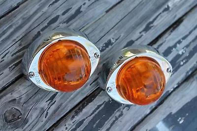 Turn Light Hotrod Ratrod Vintage Pair Chrome Plastic Lens • $99.99