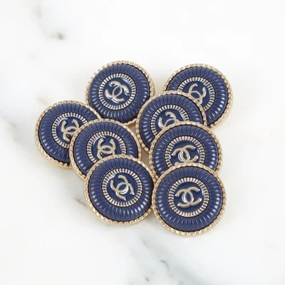 £69.88 • Buy Chanel Buttons 8 Piece Metal Gold Navy 22mm Great Condition!