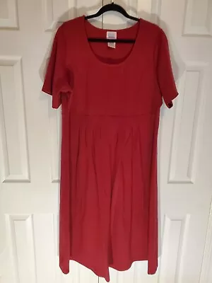 NEW Only Necessities Magenta Short Sleeve Pleated Waist Dress 1X Pullover Midi • $30