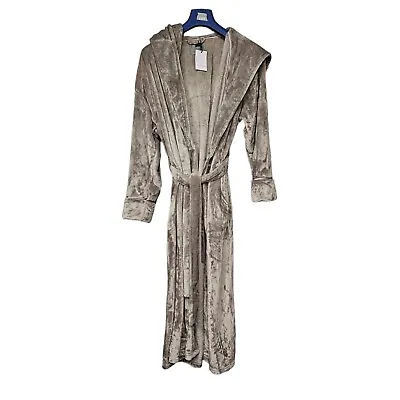 £29.99 • Buy Linea Womens Bath Robe Grey Medium Fleece Velour Hooded Dressing Gown