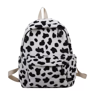 £10.69 • Buy Retro Cow Printed School Bag Women Girl Backpack Street Large Capacity Rucksacks
