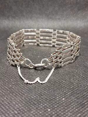 Vintage Sterling Silver 5 Bar Gate Bracelet. London 1980 • £30