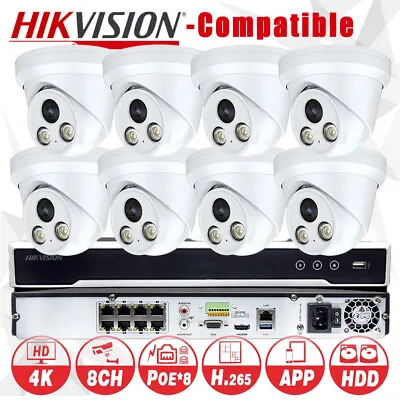 Hikvision 8CH 8POE NVR 5MP IP Security Camera Colorvu Full Color CCTV System Lot • $569.05