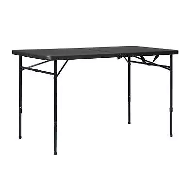 4 Foot Fold-in-Half Adjustable Folding Table Rich Black • $33.14