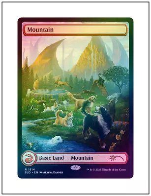 1x Mountain 1514 Full Art Foil Land Cats And Dogs Secret Lair Magic MTG NM • $5.29