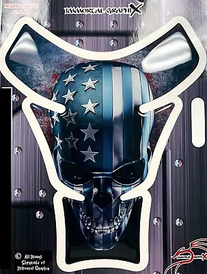 America Grunge Skull Fits Suzuki  GSXR Yamaha YZF Gel Motorcycle Tank Pad Guard • $24.99
