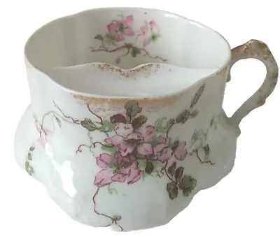 Vintage Mustache Mug Cup  Limoges France G.D. & C White Gold Flowers • $39.99