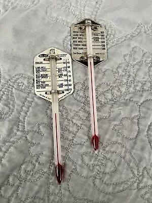 2 Vintage Acu-rite John L Chaney Meat Thermometer Lake Geneva WI USA Cooking • $30