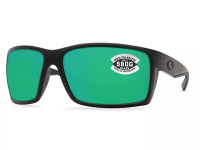 COSTA DEL MAR REEFTON BLACKOUT GREEN MIRROR 580G POLARIZED 64mm SUNGLASSES • $158.33