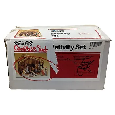 Vintage Sears Christmas Nativity Set 32-97930 11 Pieces Orig Box Hand Painted • $29.99