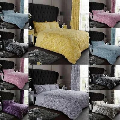 Printed Duvet Quilt Cover Set + Pillow Cases Reversabel Bedding (empire Damask) • £22.99