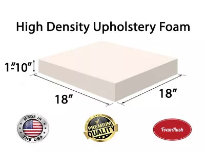 $18.99 • Buy FoamRush 18  X 18   High Density Upholstery Foam Cushion (Made In USA)