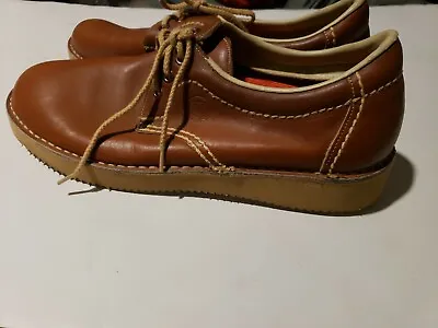 VTG 60s 70s Platform Shoe Grizzlies Wedge Heel Leather USA  10.5N • $79