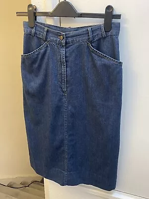 Women’s Laura Ashley Blue Denim Midi Skirt Size 8 • £15.26