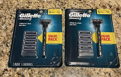 Gillette Mach3 Razor With 5 Cartridges Set Of 2 Packs NEW • $21.71