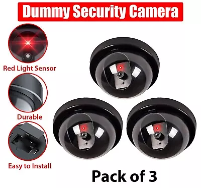 Fake Dummy Dome CCTV Surveillance 3 Packs Security Camera With LED Sensor Light • $9.69