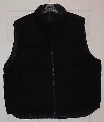 Eddie Bauer Men's Vest Black Plaid Reversible Goose Down Winter Size Large • $29.99