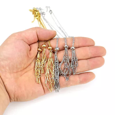 Stainless Steel Crystal Cage Necklace Holder Net Chain Stone Collecting Hol-wq • £5.18