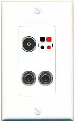 4 Port 1 Gang Jack Face Cover Coupler 2 3-5MM SPEAKER TOSLINK Wall Plate • $17.44