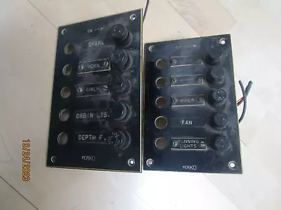 2 VINTAGE Perko Switch Panel BLK 12Volt   Marine Boat Electrical Wiring • $29.95