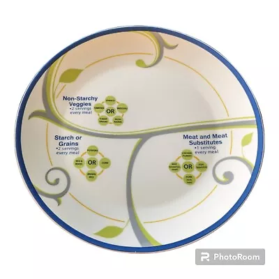 PRECISE PORTIONS 9  Porcelain  Weight Diet Portion Plate Blue Green • $10.95