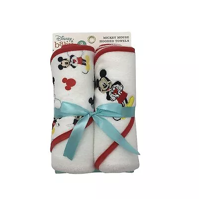 Disney Baby Mickey Mouse 2 Pack Rolled/Carded Hooded Towels 26  X 30  GS71705 • $14.99