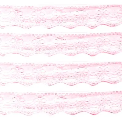 2.5Yards Wide 50mm Soft Polyester Baby Pink Lace For Sewing Craft Embellishment  • £2.99