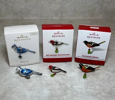 Blue Jay Woodpecker Baltimore Oriole Hallmark Keepsake Miniature Bird Lot Of 3 • $40