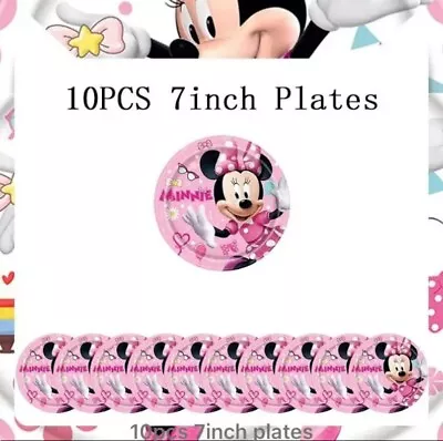 MINNIE MOUSE Birthday Party 7 Inch Paper Plates X 10 Kids Party Supplies • £3.49