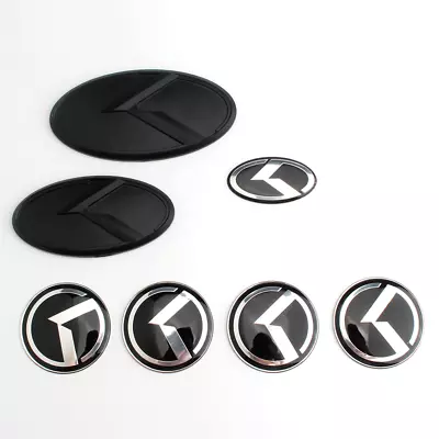 7Pc Black K Emblem Front Grille Rear Badges Steering Wheel Caps For Forte OPTIMA • $17.86