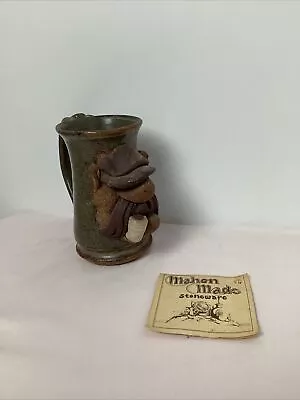 Mahon Made Stoneware Pipe Smoking Man’s Face With Hat BN • $25.99