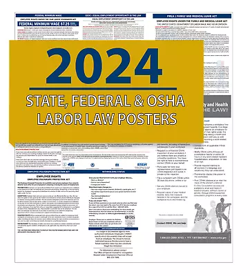 2024 Illinois State And Federal Labor Laws Poster - OSHA Workplace Compliant • $23.99