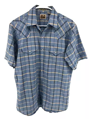 Vintage Ely Cattleman Western Pearl Snap Shirt Men's Medium Blue • $14.99