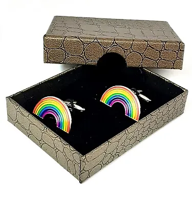 £7.99 • Buy Rainbow Cufflinks, Novelty Cuff Links In Gift Box. Ref 50-18