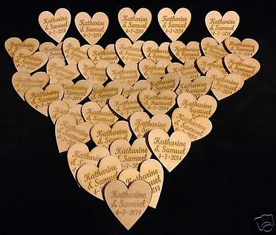 £112.50 • Buy Personalised Wooden Love Hearts 4cm Table Decorations Favours Wedding Rustic