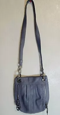 B. Makowsky Buttery Rich Stone Blue-Gray Leather Shoulder Bag   • $10.99
