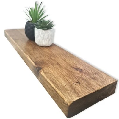 £56 • Buy Rustic Reclaimed Floating Chunky Wooden  Shelf With Brackets Radiator Shelves 