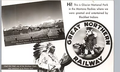 Great Northern Railway Blackfeet Indian Chief Glacier National Park Montana Rppc • $27.27