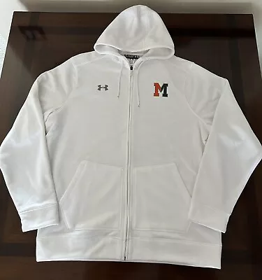 Under Armour Full Zip Hoodie Jacket (Miami Hurricanes) White Men’s Size 2XLarge • $24