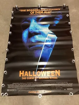 HALLOWEEN THE CURSE OF MICHAEL MYERS VHS VIDEO RENTAL STORE POSTER 1995 26x40 • $29