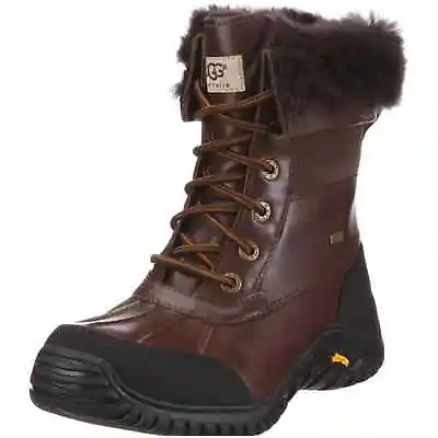 UGG Adirondack II 5446 Womens Obsidian Leather Mid Calf Snow Boots Size 5 UGG638 • $120