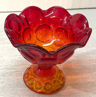 Vintage L.E Smith Amberina Red Moon And Stars Compote Pedestal Candy Dish  • $15