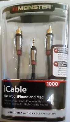 Monster Icable 1000 Mini To Rca 7' (2.13m) 24k Gold Contacts For Ipodiphonemac • $18.45