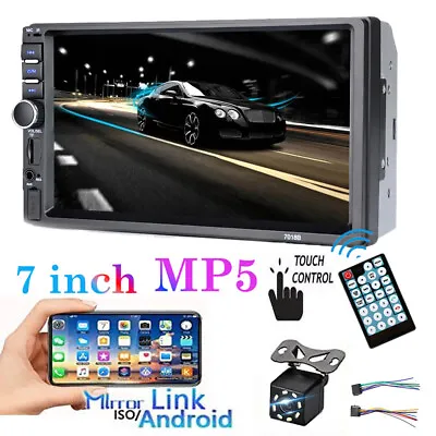 7  Estereo De Pantalla Para Coche Carro Mp5 Doble Din Bluetooth Con CáMara Auto • $36.99