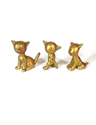 Vintage MCM Ceramic Cat Dog Figurines Gold Brass Color Germany 1 Repaired • $51