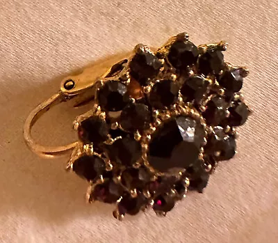 Fine Vintage Women's Jewelry Earring Bohemian Garnet  Clip On Only One. • $35