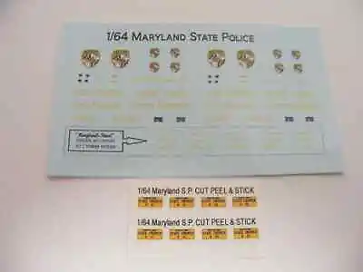 Maryland State Police 1/64 Waterslide Decal Set Fits GL Police Cars Trucks SUVs • $7.99