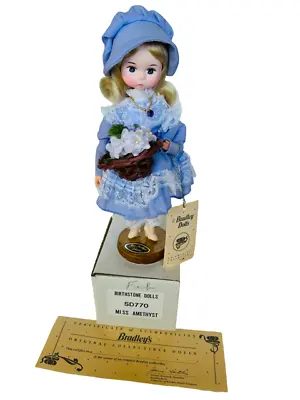 Bradley Doll Birthstone Box NIB Coa Los Angeles CA Gift Miss February Amethyst • $40.40